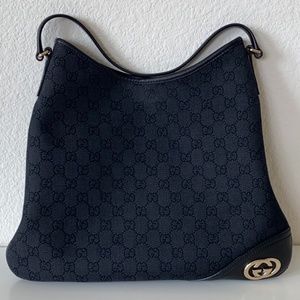 Gucci Monogram Britt Medium Hobo Handbag